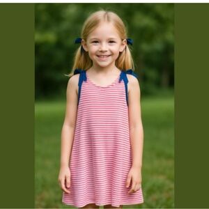 Girls Red White Striped Dress Size Medium
